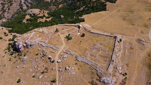 Aerial view of ruins in the ancient city of Hattusa