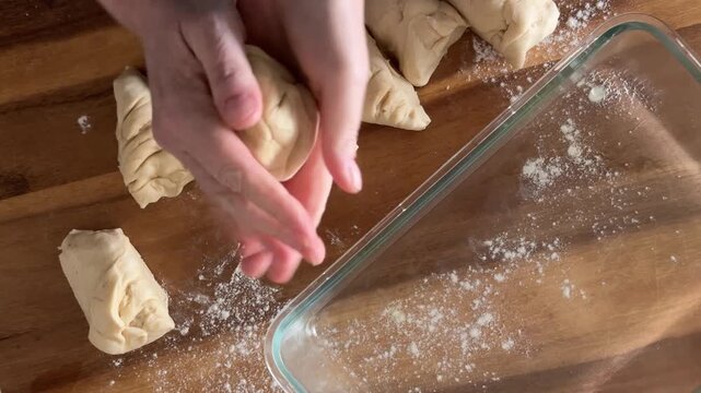 Making Bread Rolls Shot from Above
