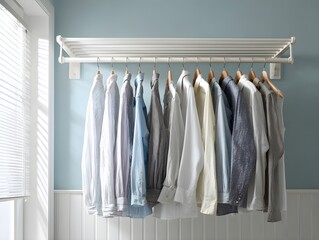 Wall Mounted Drying Rack In Bright Clean Laundry Room Modern Home Organization Interior Practical Design