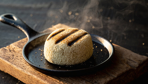 Toasted Yaki-Mochi with Kinako Powder - Crispy Texture