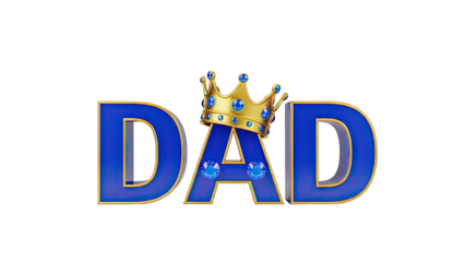 Dad Crown King Blue Letters