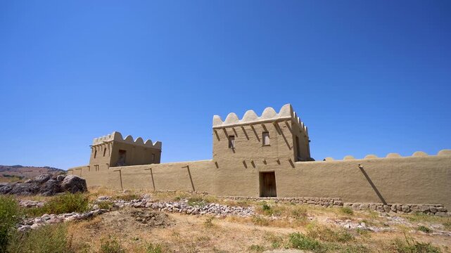 View of reconstructed city walls in the ancient city of Hattusa