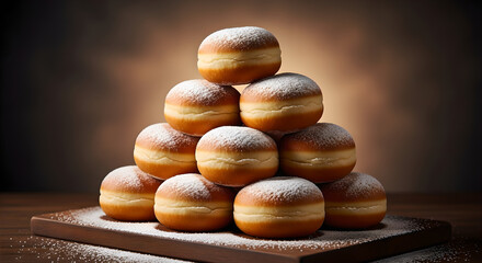 Donuts Stacked With Powdered Sugar