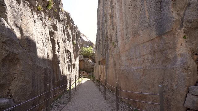 View of Yazilikaya sanctuary near the ancient city of Hattusa