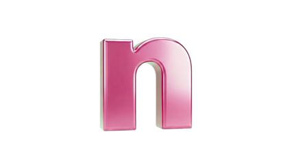 3D Pink Lowercase Letter 'n' on White Background
