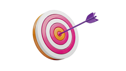 Arrow hitting the bullseye of a colorful target