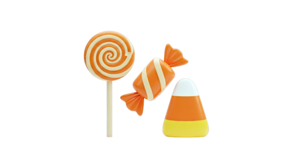 Halloween Candy Assortment: Lollipop, Wrapped Candy, and Candy Corn