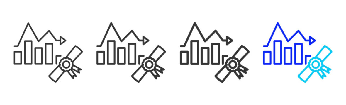 kpi check icon set collection creative outline style for business continuity with multiple thickness variations suitable for presentation design branding and documentation