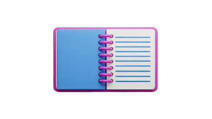 Open Notebook with Blue Pages and Lined Paper