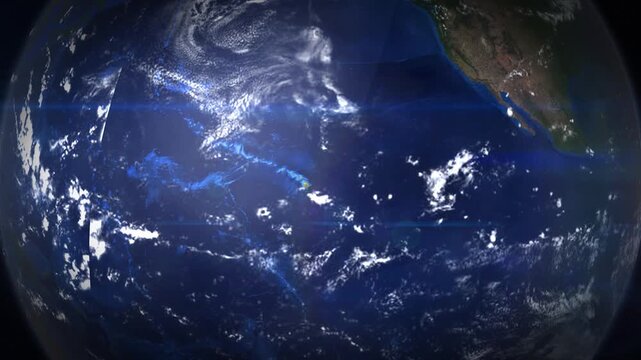 View of Honolulu city location on Earth map from space
