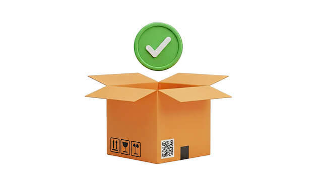 Delivery Confirmation with Open Box and Checkmark Icon