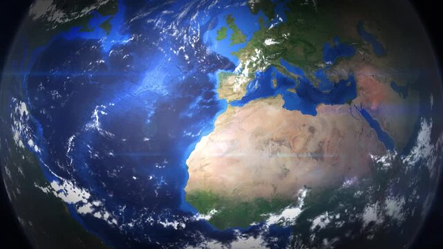 View of Marrakesh city location on Earth map from space