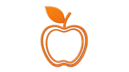 Orange Apple Icon with Leaf
