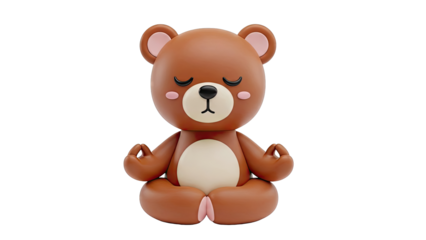 Cute Bear Meditating in Lotus Pose