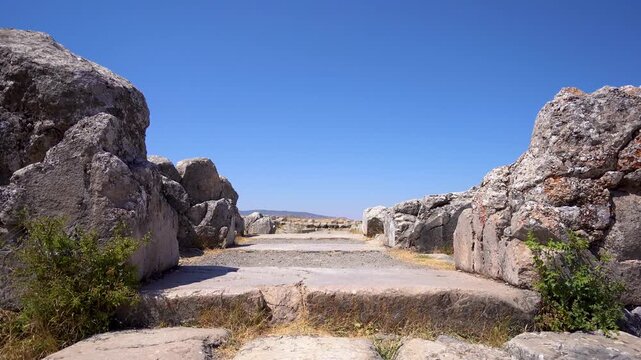 View of ruins in the ancient city of Hattusa