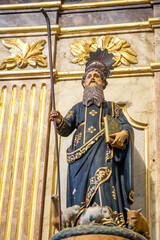 Obraz premium Resin statue of Saint James the Greater inside the Church of Bom Jesus in the parish of Rabo de Peixe, São Miguel, Azores, Portugal.