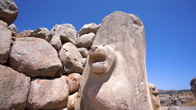 View of the Lion Gate of Hattusa capital of the Hittite civilization