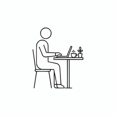 Work from Home: A solitary individual, engrossed in their laptop at a minimalist desk setup, is sipping coffee amidst a quiet working environment, fostering focus and productivity.