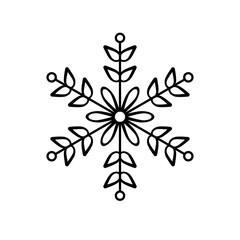 Black ornate vector snowflake illustration