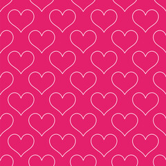 Pink line hearts vector seamless pattern