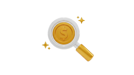 Magnifying Glass Over Dollar Coin