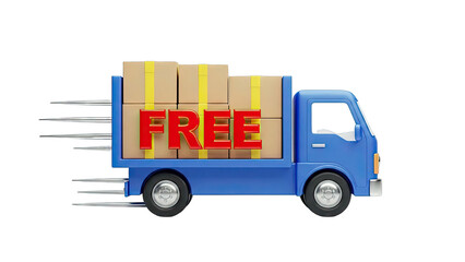 Blue Truck with "FREE" text and Cargo