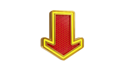 Golden Neon Arrow Pointing Down