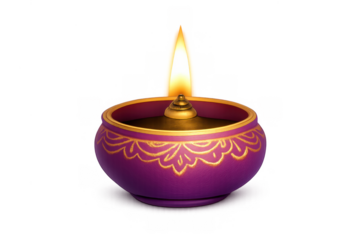 Diwali diya oil lamp burning a bright flame, indian festival of lights celebration, hindu tradition