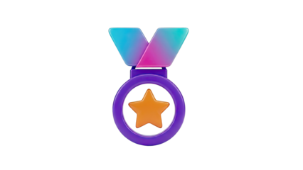 3D Medal with Star Icon