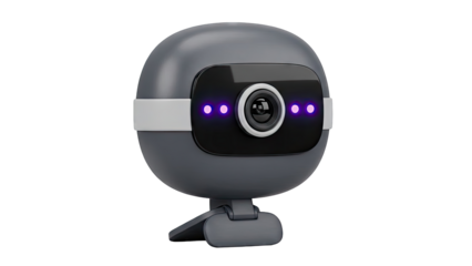 Modern Gray Webcam with Purple LED Lights