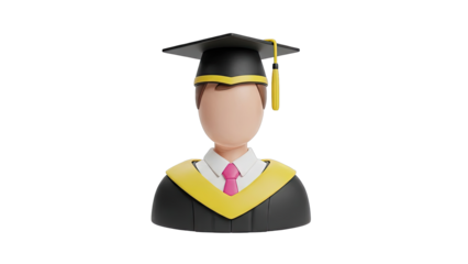 3D Graduation Icon with Cap and Gown