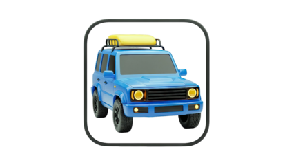 3D Render of a Blue SUV with Yellow Roof Cargo