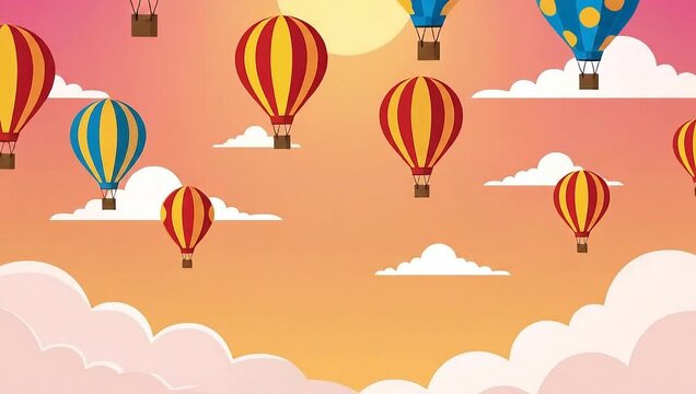 Colorful Hot Air Balloons Floating in a Dreamy Sky.
