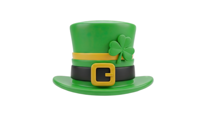 Green Leprechaun Hat with Shamrock and Gold Buckle
