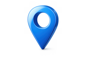 Blue glossy 3d location marker pin. Indicating a specific point or destination on a map, ideal for navigation and travel concepts