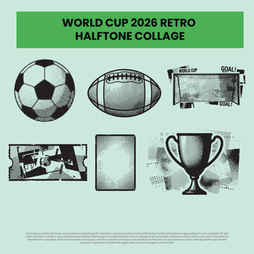 Upcoming World Cup Retro Halftone Collage