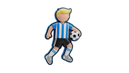 3D Cartoon Soccer Player Holding Ball