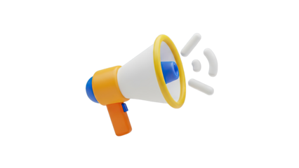 3D Rendered Megaphone with Sound Waves