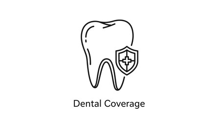 Tooth with Shield Dental Protection Icon.