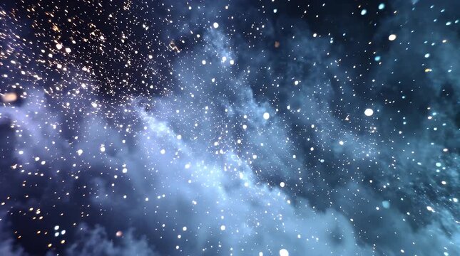 Starfield and Interstellar Clouds in Deep Space with Bluish Nebula Glow