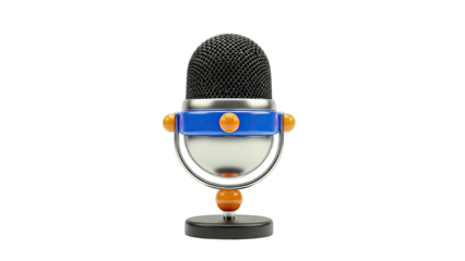 Cartoon Microphone with Blue and Orange Accents