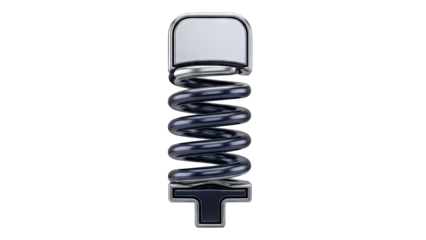 Chrome and Dark Blue Coil Spring with T-Shaped Base
