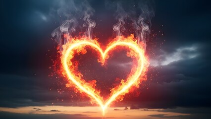Valentine's day flaming heart symbol of love and passion
