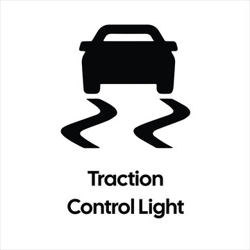 Traction Control Light Icon &ndash; Car with Skid Marks Symbol &ndash; High Quality Vectorial Stock Image