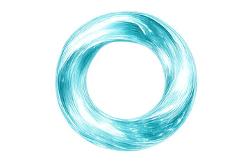 Blue glowing abstract ring forming a circular vortex energy shape with liquid texture on transparent background