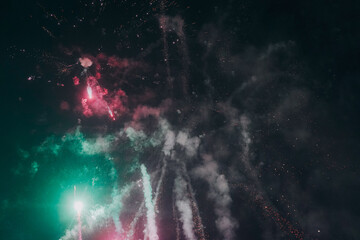 Viridian Inferno: Colorful Firework Smoke Cascade
