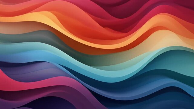Colorful wavy abstract lines flowing smoothly creating vibrant clean looping background