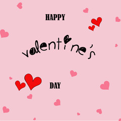 Happy valentine s day greeting card illustration with hearts