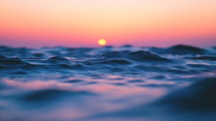 Ocean Wave at Colorful Sunset Over Sea, Peaceful Landscape