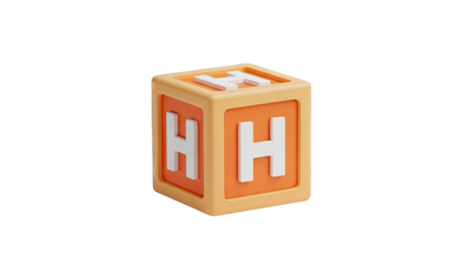 3D Render of an Orange Cube with Letter H